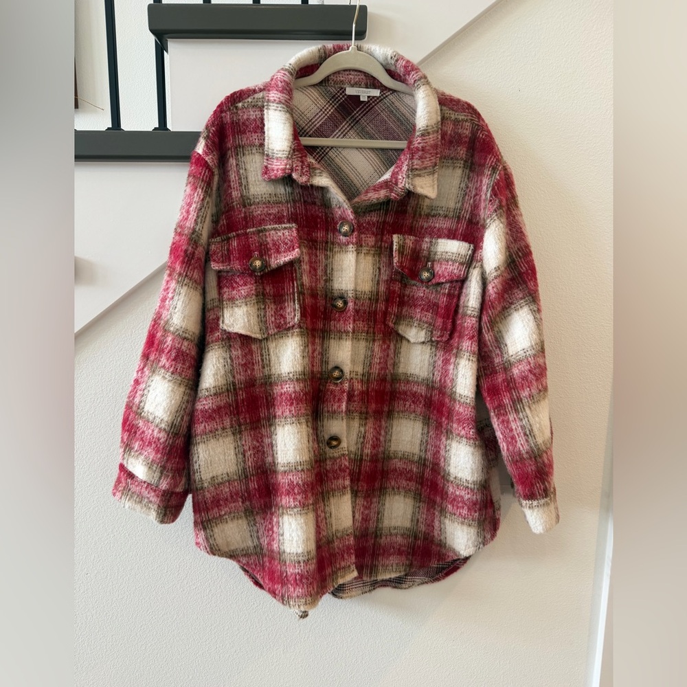 Red and Cream Plaid Shacket